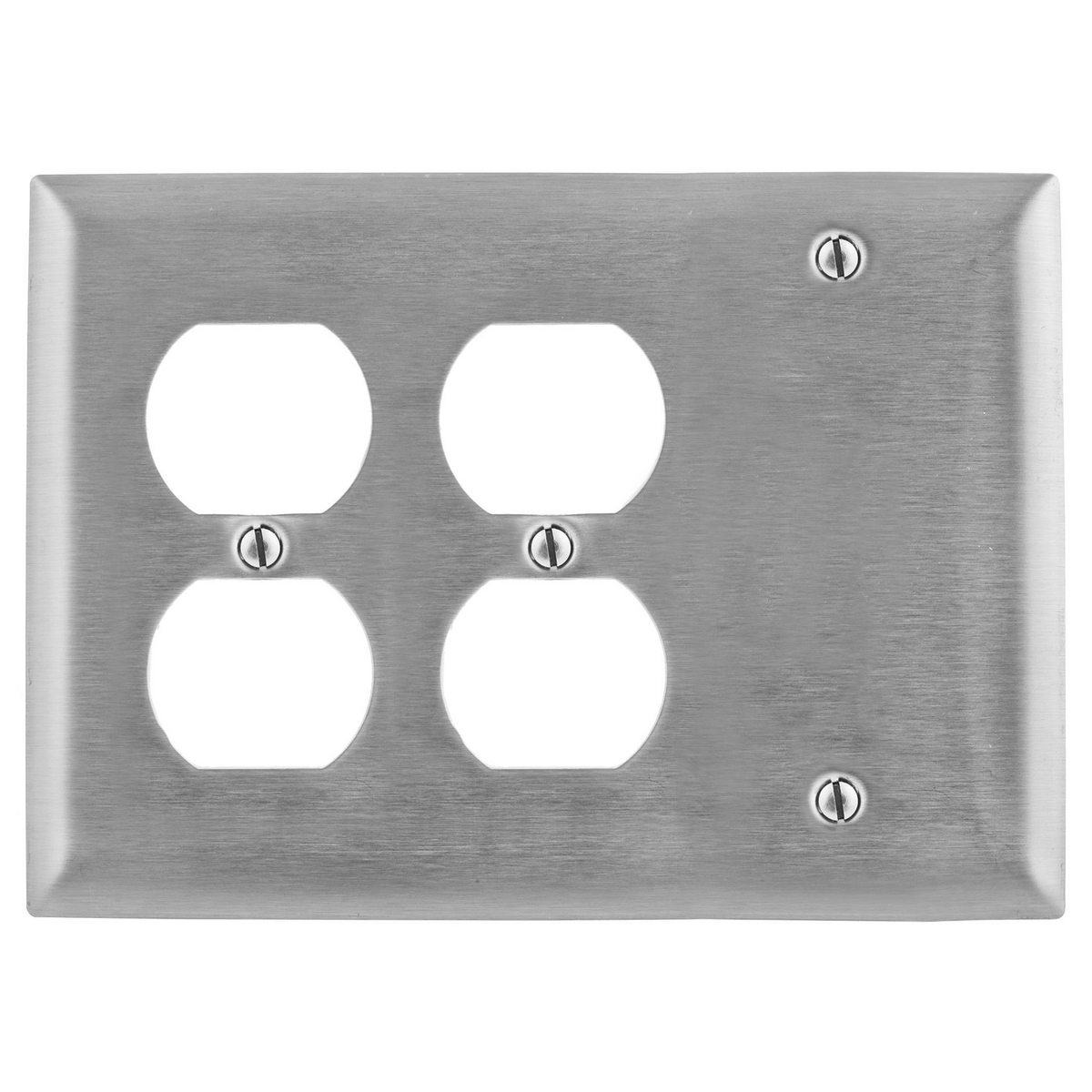 SS211 Standard Combination Wall Plate, 3 Gangs, 302/304 Stainless Steel, Metallic