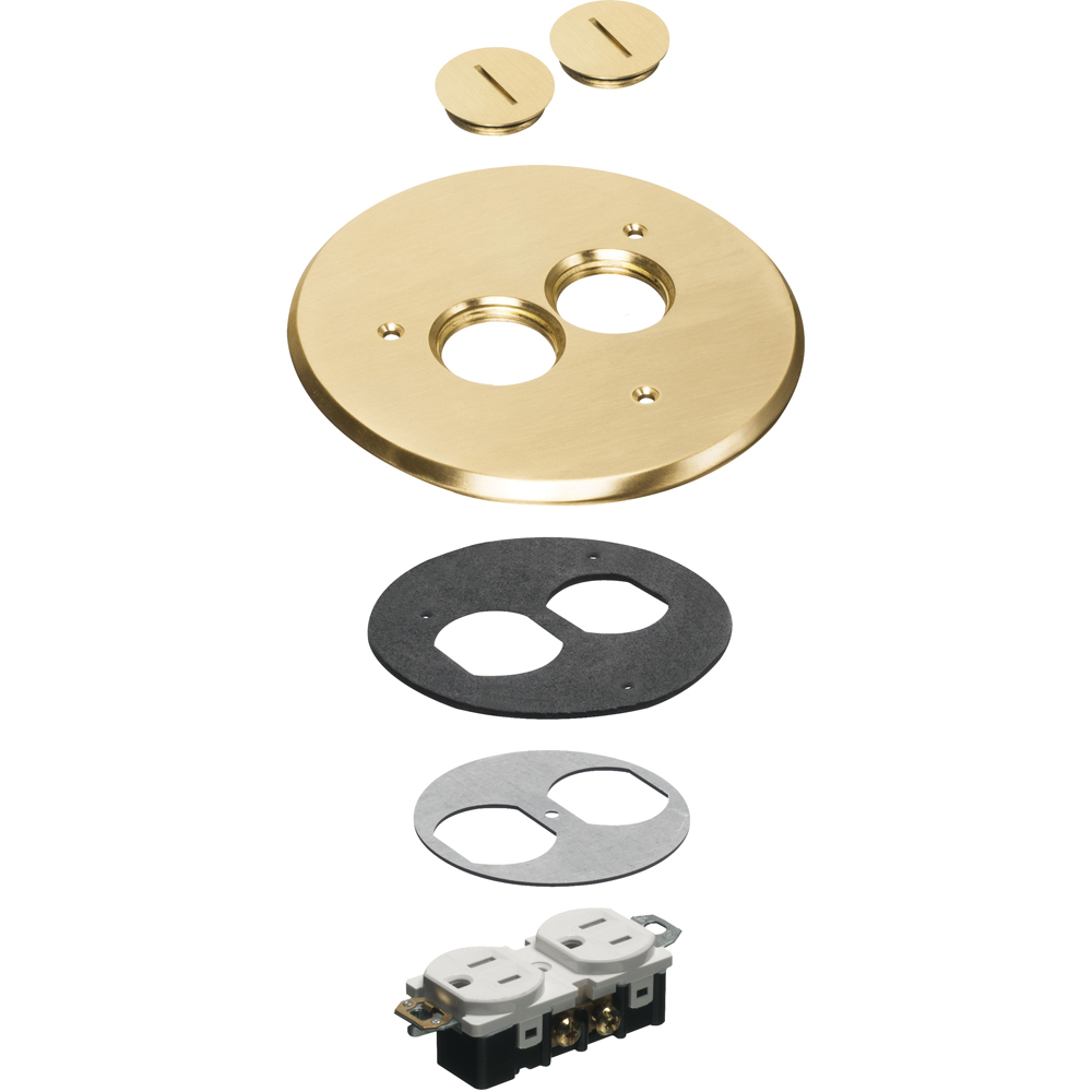 FLB6220MBLR Floor Box Cover Kit, 6 in Dia, Brass/Plastic