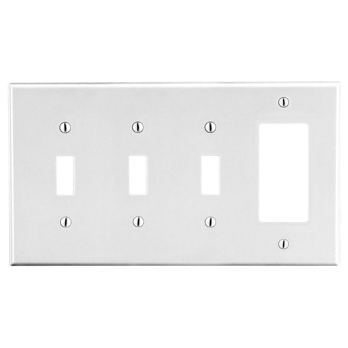 P326W Standard Wall Plate, 4 Gangs, 8.31 in W x 4.63 in H, Polycarbonate Thermoplastic, White