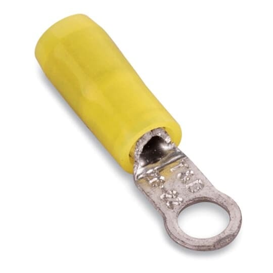 RZ22-2 Sta-Kon RZ Series Insulated Ring Terminal, 26 to 22 AWG Conductor, 0.57 in L, Brazed Seam Barrel, Copper, Yellow