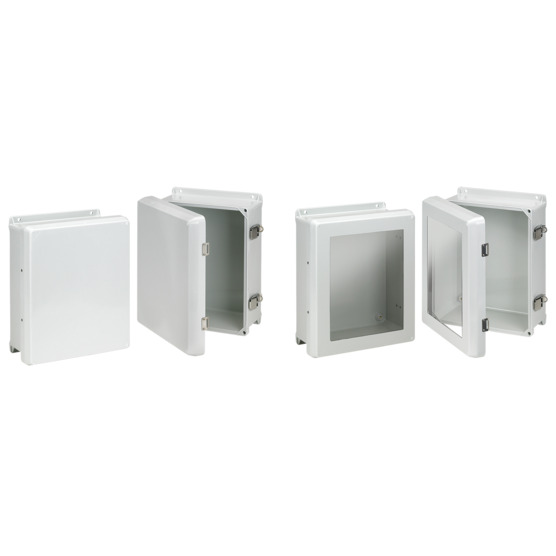 HJ606HWPL1LG Enclosure, 7.31 in L x 7.31 in W x 4.96 in D, NEMA 4X/IP66 NEMA Rating, Fiberglass
