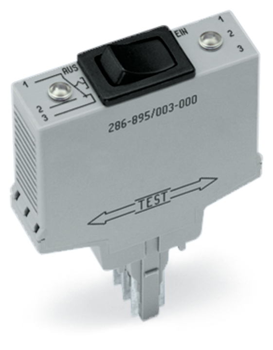Switching module; with changeover rocker switch; Switching voltage: 250 VAC; Switching current: 6 A; gray