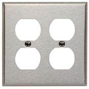 84016 Standard Size Wall Plate, 2 Gangs, 4.562 in W x 4.5 in H, 430 Stainless Steel