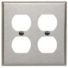 2-Gang Duplex Device Receptacle Wallplate, Standard Size, Device Mount, Stainless Steel