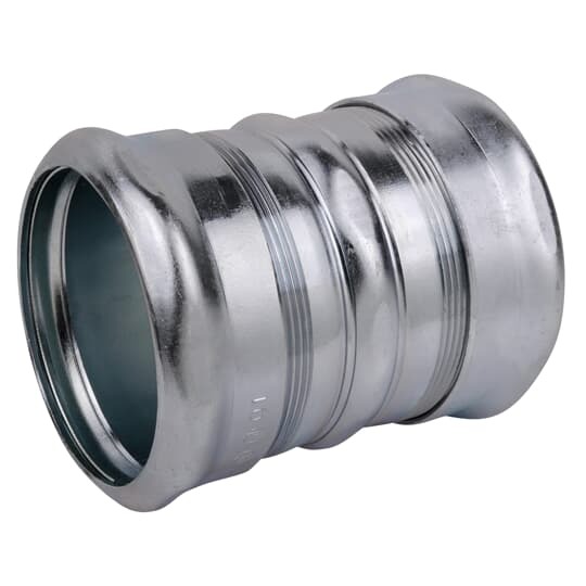 TK118A Steel City Compression Coupling, 3 in, For Use With EMT Conduit, Steel, Zinc Plated
