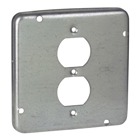 Square Box Surface Cover, 7.5 Cubic Inches, 4-11/16 Inch Square x 1/2 Inch Deep, Galvanized Steel, For use with One Duplex Flush Receptacle