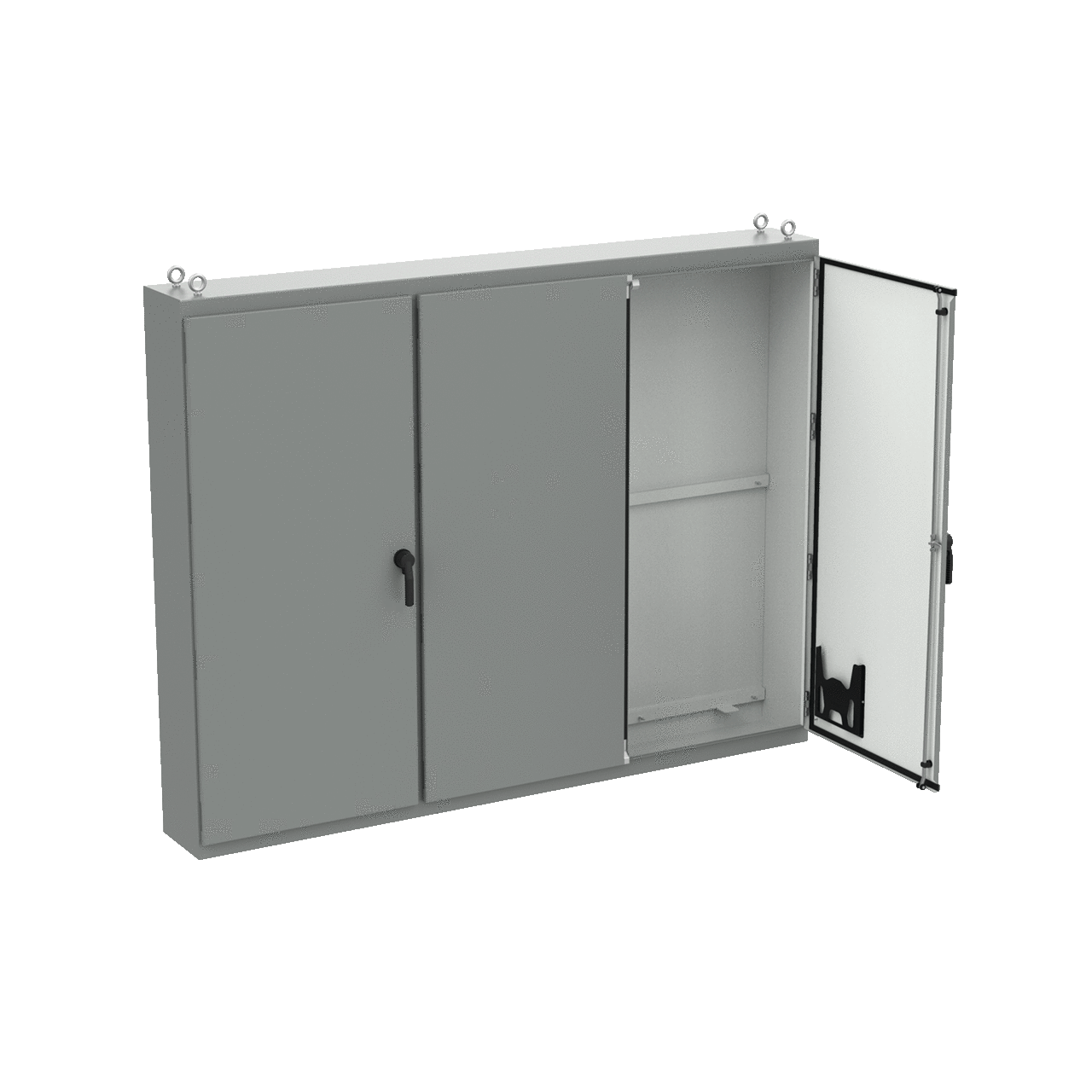 A86M3ELP A27 3-Door Enclosure, 86.12 in L x 112 in W x 14.12 in D, NEMA 12/IP55 NEMA Rating, Steel