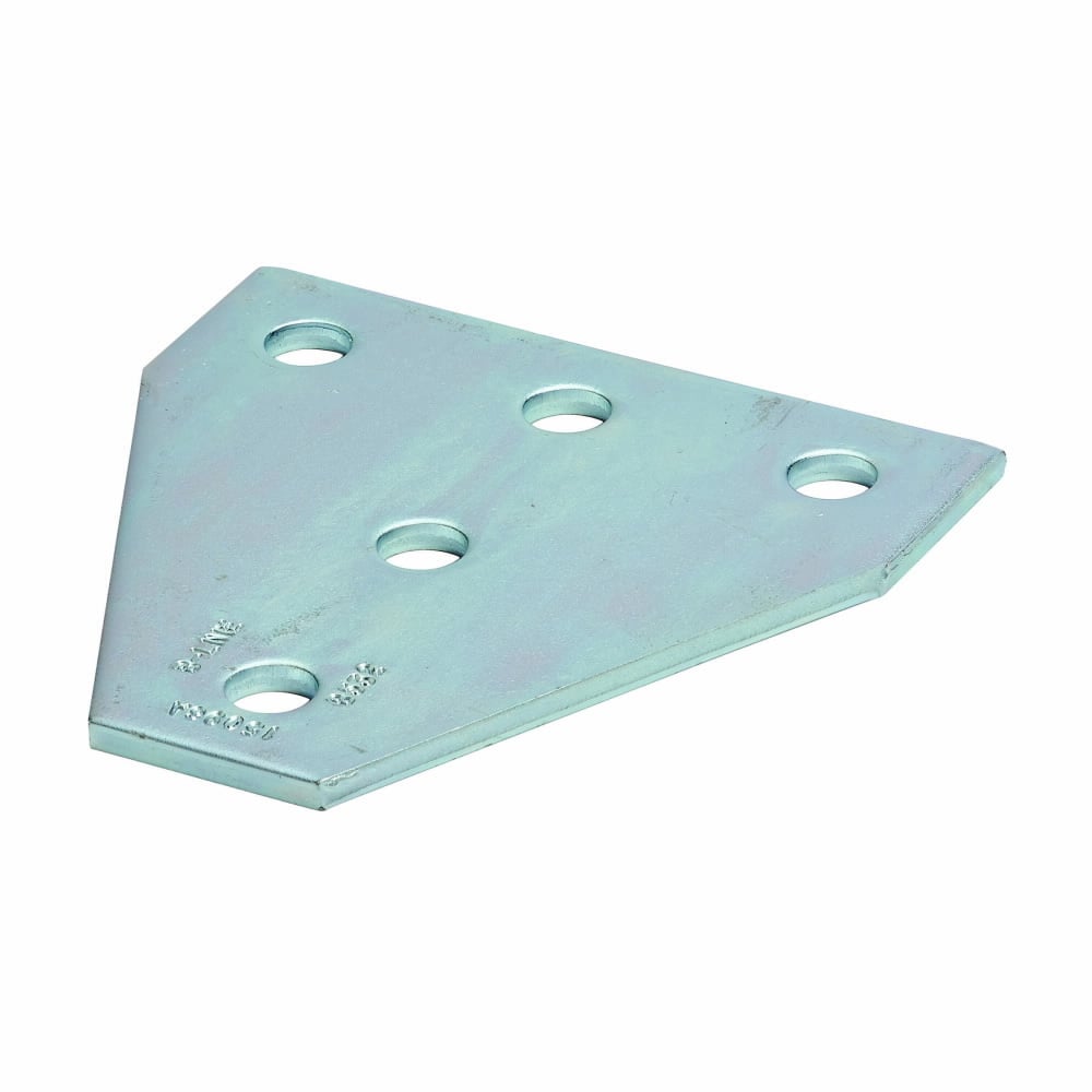 B532ZN Flat Tee Gusset Plate, 5 Holes, 5-3/8 in L x 5-3/8 in W x 1/4 in THK, Strip Steel