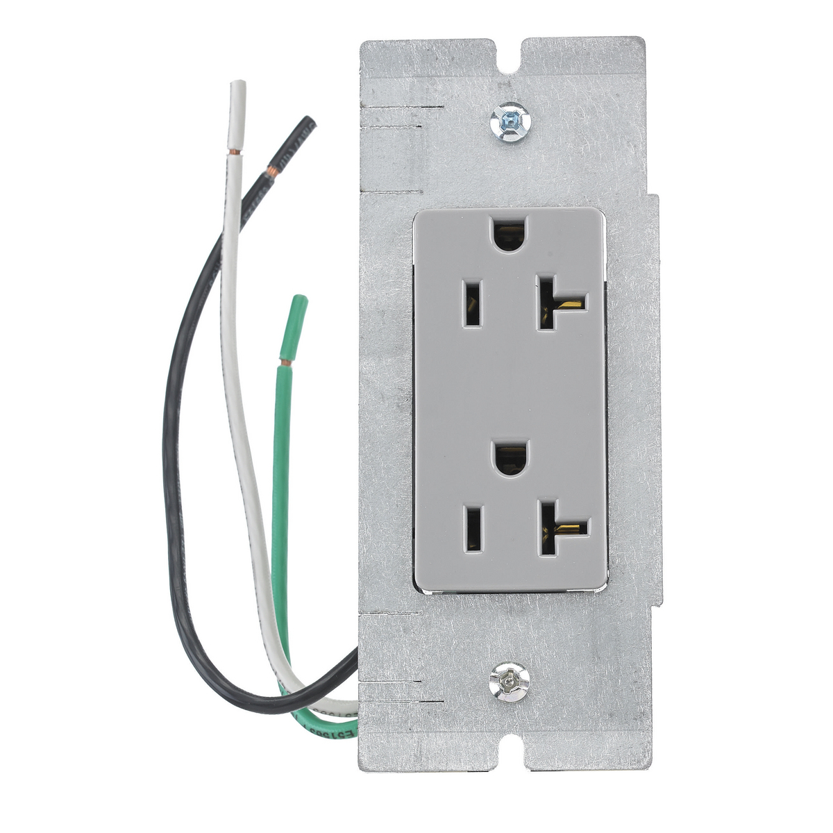 PWFBMPDR20GRY Decorator Standard Sized Pre-Wired Device Plate, 5.01 in L x 2.04 in W, 2/4/6/10 Gangs, Steel Plate/Composite Receptacle