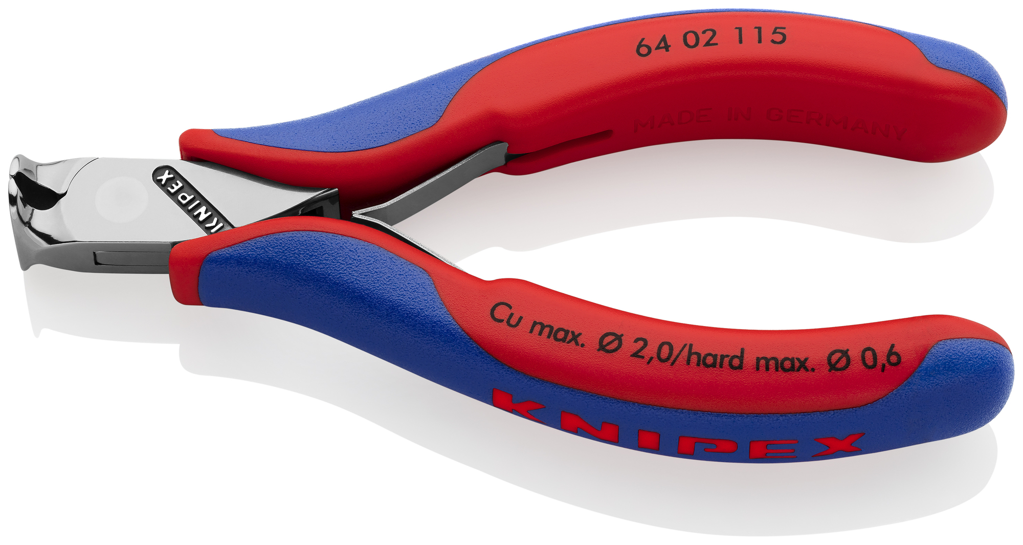 Electronics End Cutting Nippers, 4 1/2 in., Multi-Component, Polished, Semi-flush with Small Bevel Cut, End Cutter Head, Up to 1/64 in. Hard Wire, 90°