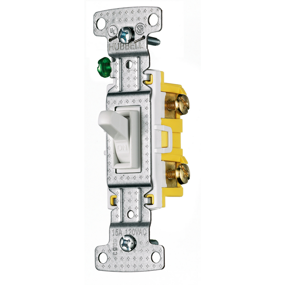 RS115SW 2-Position Compact Residential Grade Self-Grounding Standard Toggle Switch, 120 V, 15 A, 1800 W Power Rating, 2-Position Contact