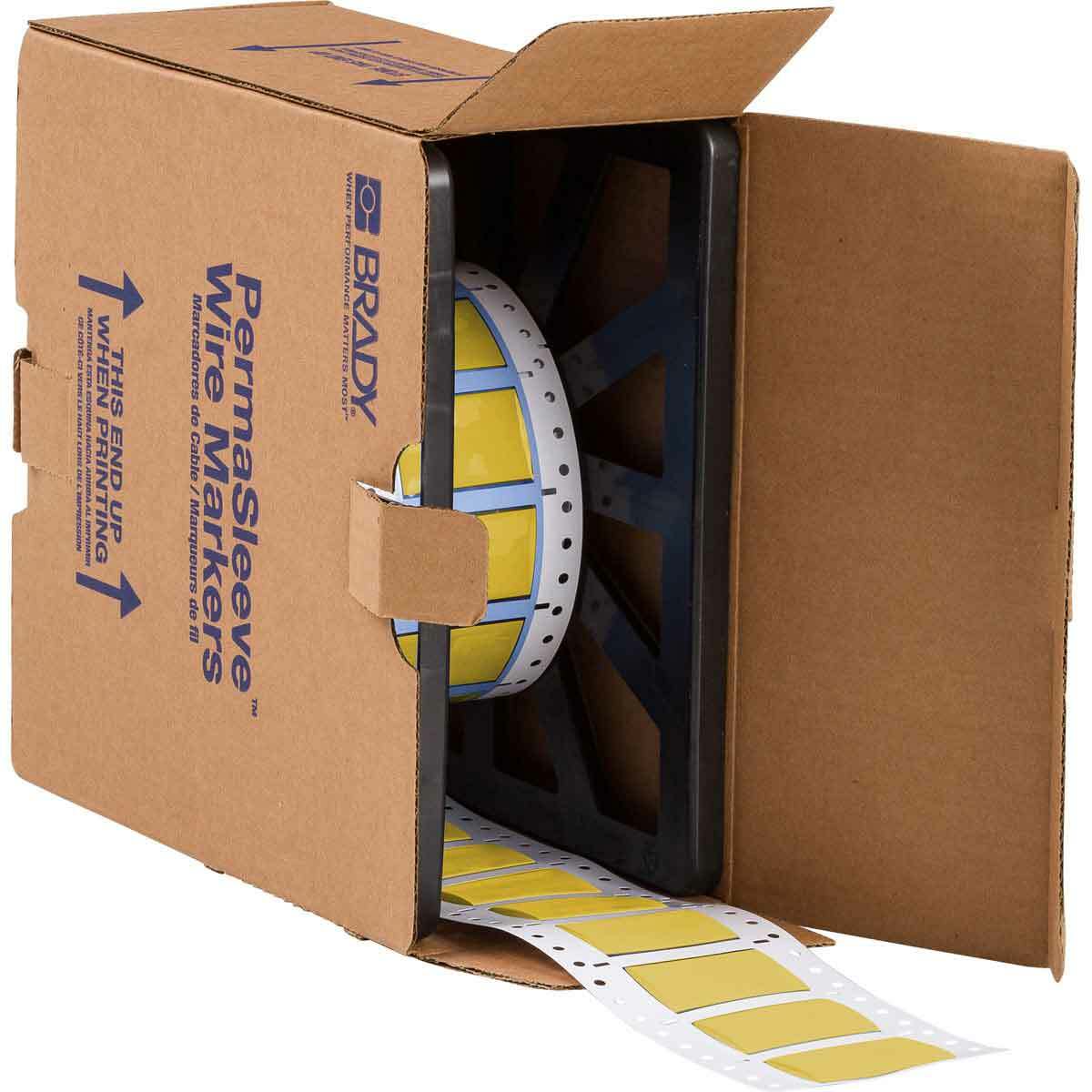 PS-750-2-YL PermaSleeve 1-Sided Printable Heat Shrink Wire Marker Sleeve, 6 to 4/0 AWG Wire, 31.8 mm L x 2 in W, B-342 Polyolefin