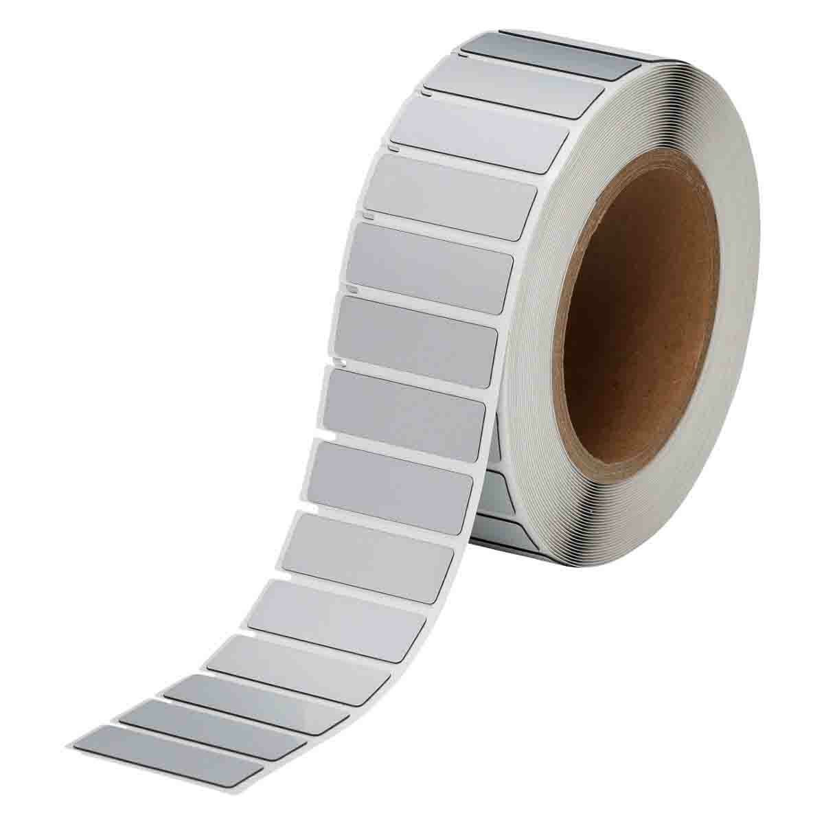 THTEP-172-593-.5SL Rectangular Raised Panel Label, 0.59 in L x 1.77 in W, Colored Blank Legend, Silver, B-593 Polyester, 500 per Roll Labels