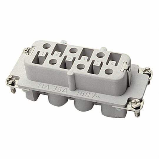 FS106C Pos-E-Kon C Series High Current Terminal Insert, 6 Positions, 20 to 10 AWG Wire, Female Screw Connection, Glass Filled Thermoplastic