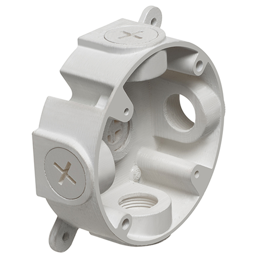 FBC4225W Raintight Fan/Fixture Mounting Box, Plastic, 21 cu-in Capacity, 7-1/2 in W x 7-1/2 in H