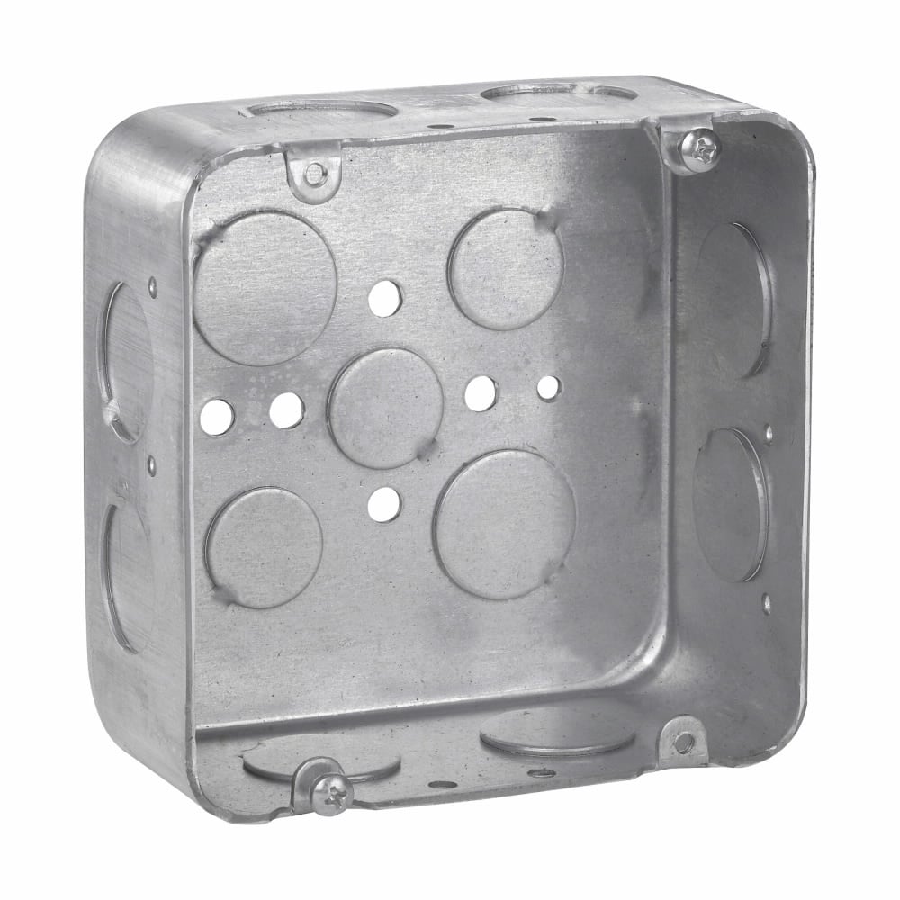 TP554 TP Drawn Outlet Box, Steel, 42 cu-in Capacity, (13) Knockouts, 4-11/16 in H x 4-11/16 in W x 2-1/8 in D