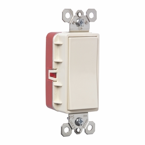 PT2621LA PlugTail Single Pole 20 Amp Decorator Switch, Light Almond