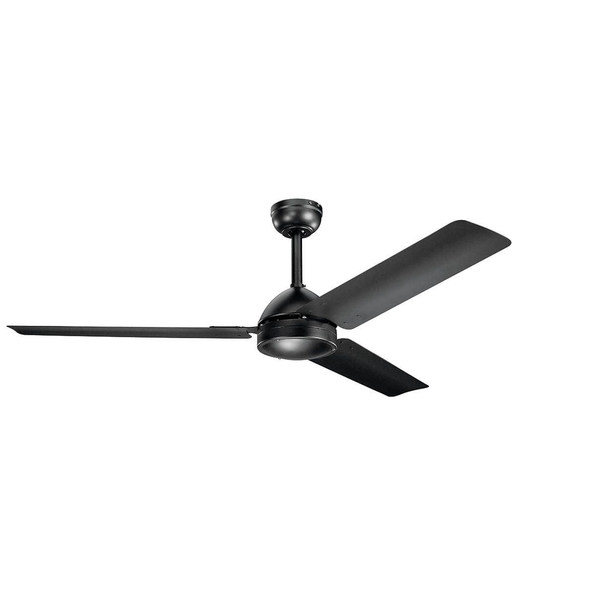 Polished industrial styling describes this Satin Black 56 inch ceiling fan from the Todo(TM) collection.  Three blades push more than 10,600 CFMs of air when used on high speed, creating bountiful air movement.