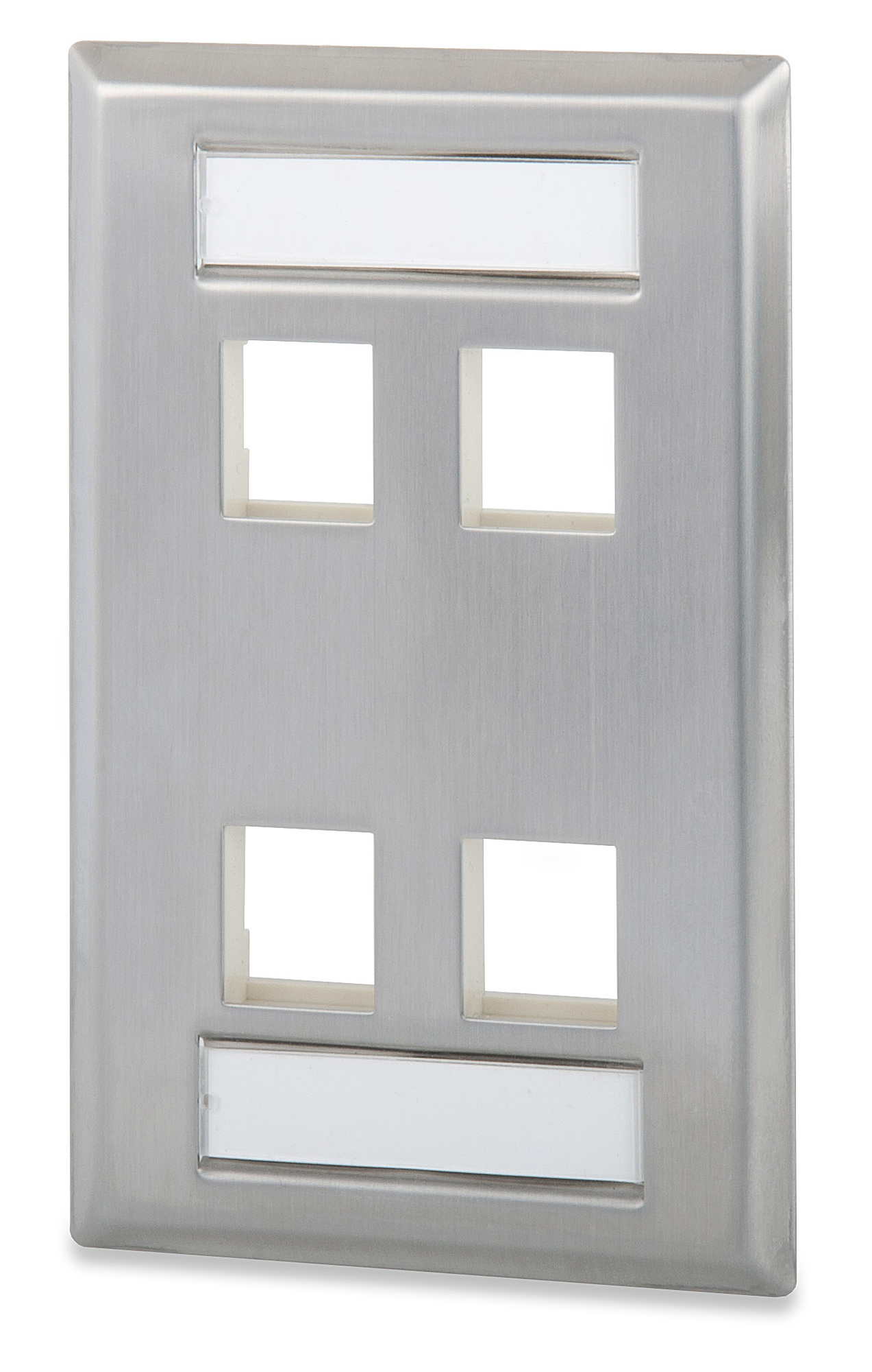 4-Port Single Gang S.Steel Faceplate with labeling window