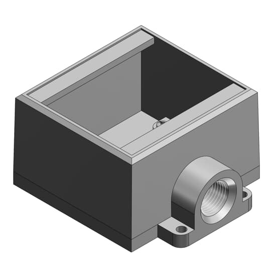 FD32-TB T&B Type FD Dead End Deep Style Cast Device Box, Iron, 2 Gangs, 1 Outlets, 1 Knockouts, 4-5/8 in W x 2-13/16 in D x 4-9/32 in H