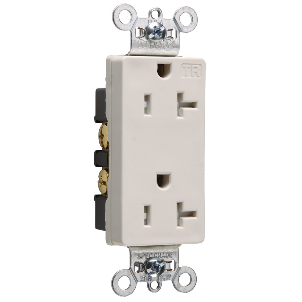 TR26362LA 20 Amp 125V  Decorator Duplex Receptacle, Back and Side Wire, Light Almond
