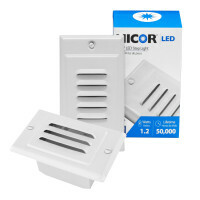 STP-10-120-WH Non-Dimmable Step Light With Vertical, Horizontal Faceplate,) LED Lamp, 120 V AC, White Powder Coated Housing