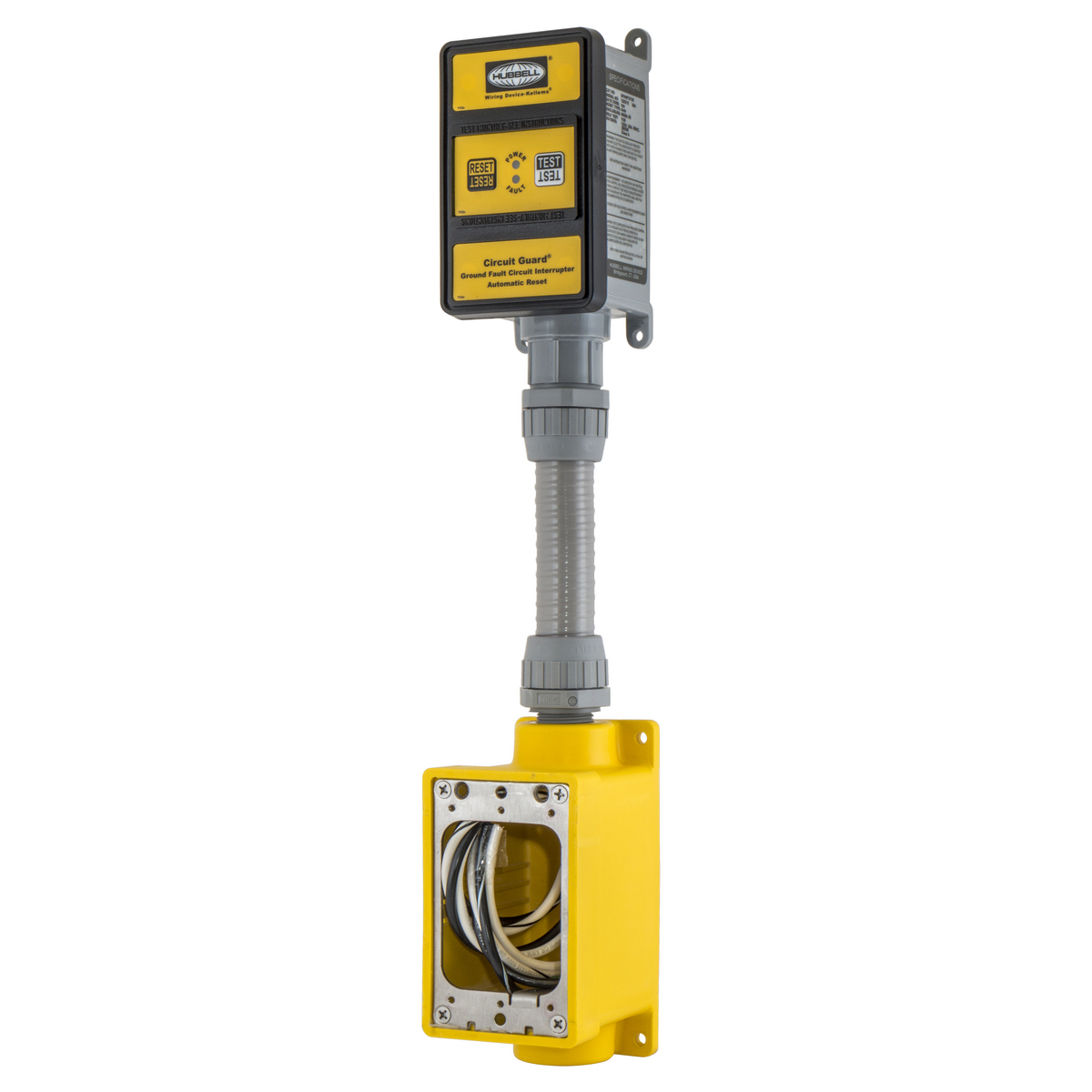 HBLWTGF120 1-Phase 2-Pole 3-Wire Grounding GFCI Protected Single Phase Standard Watertight Screw Terminal FD Box, Composite