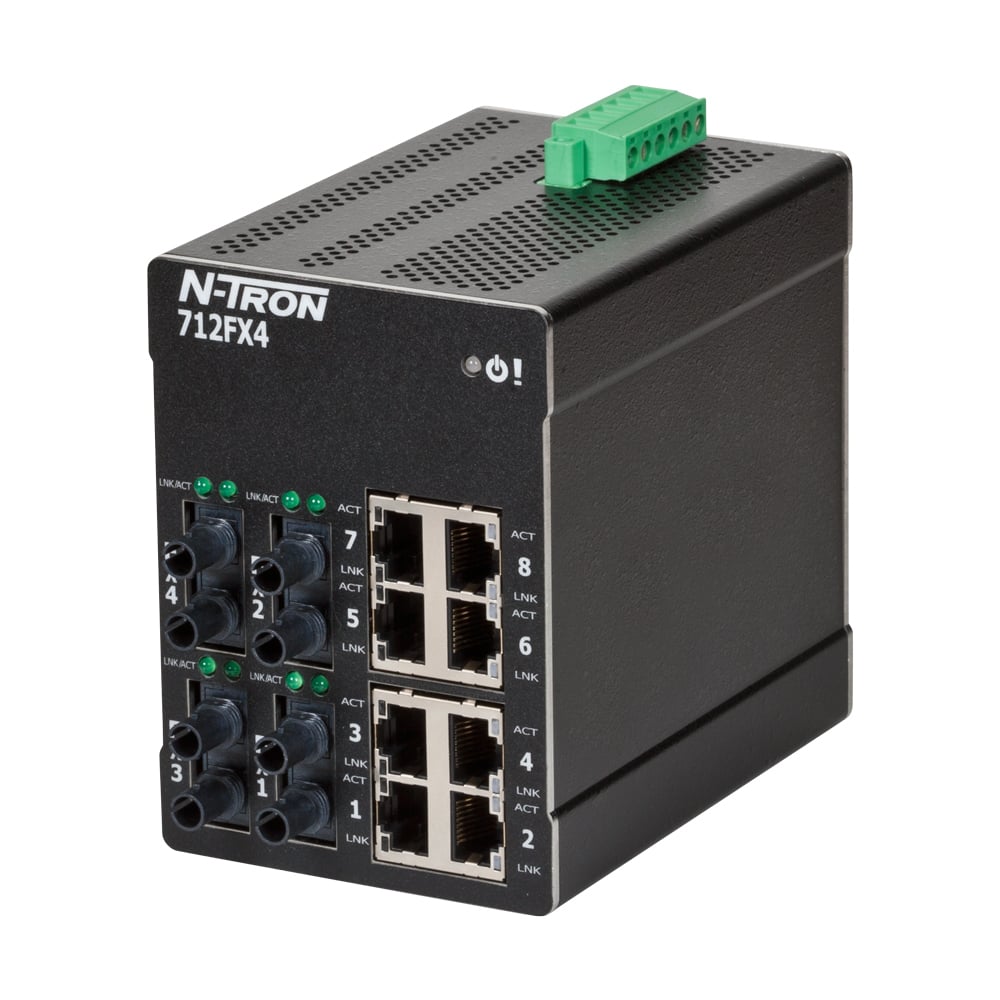 712FX4 Managed Industrial Ethernet Switch, ST 2km