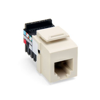 41106-RT6 QuickPort 6-Conductor 6-Position 110-Style Snap-In Connector, USOC/Voice Module, Flush Mount, 1 Port, Plastic, Light Almond
