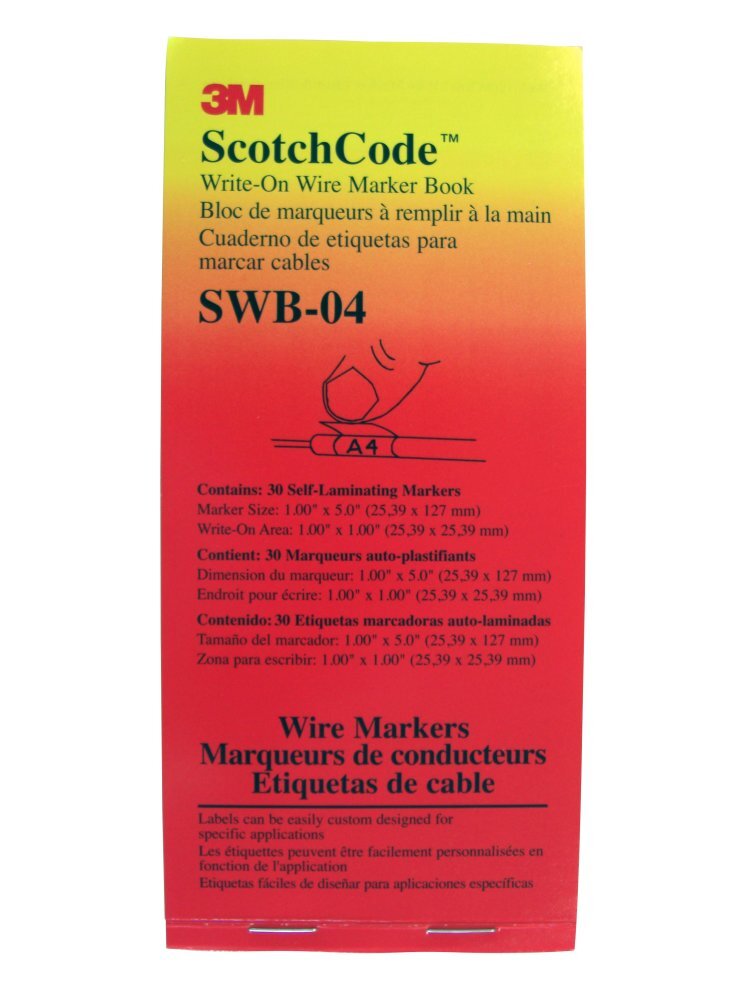 7000058803 SWB Write-On Wire Marker Book, 5 in L x 1 in W, White, Vinyl Film