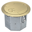 Hubbell Wiring Device Kellems, Floor and Wall Boxes, Round AFB Box, 4-Gang, 6.5" Depth, Brass Cover