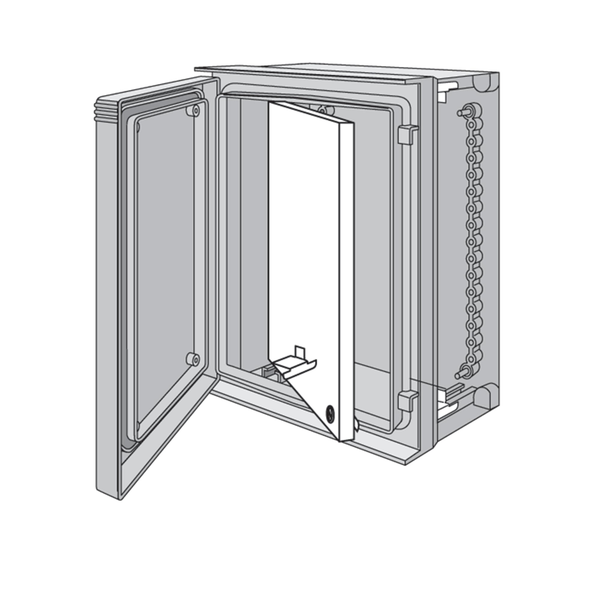 UU10080SP Ultrx UX1Y Swing Out Panel, 36.8 in L x 29 in W x 3/4 in H, For Use With ULTRX Type 4X 1025 x 825 mm Fiberglass Enclosures, 14 ga Steel