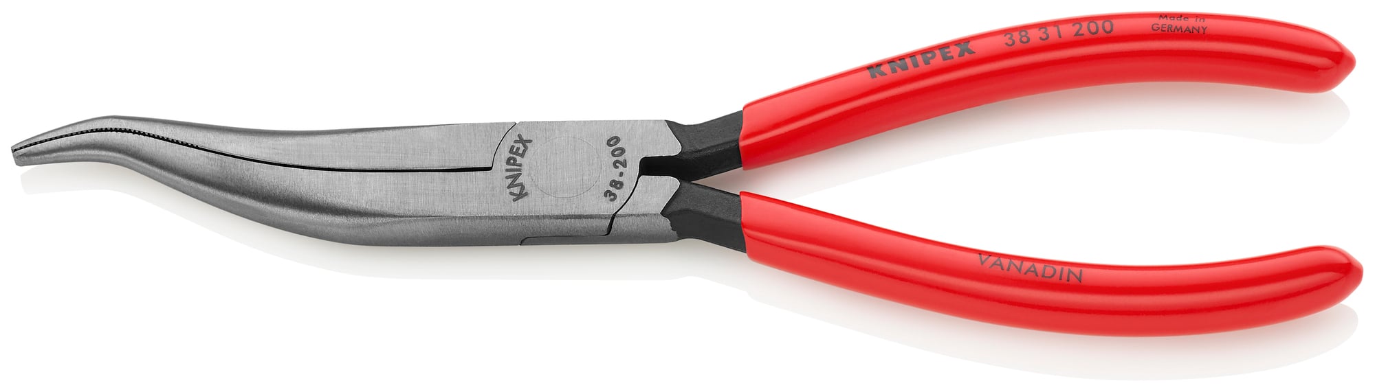 Long Nose Pliers without Cutter-S Shape, 8 in., Plastic Coating