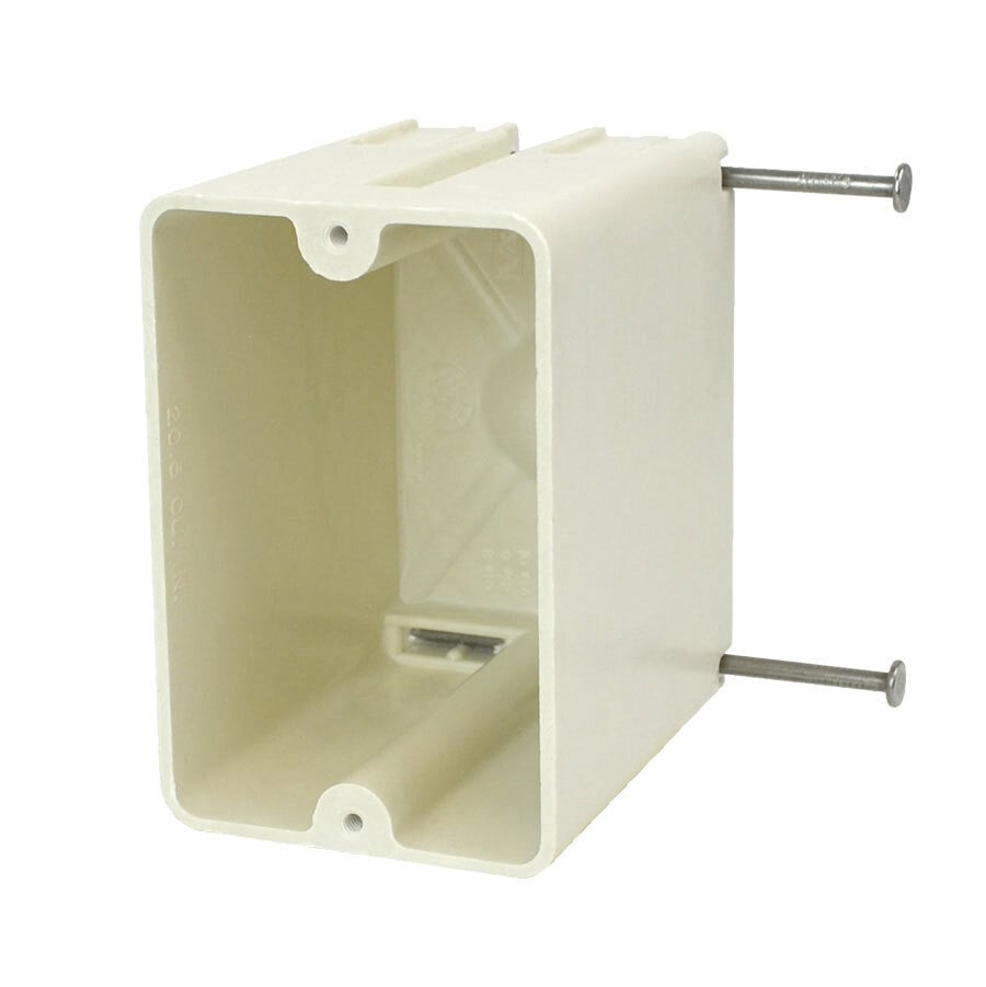 1-Gang Switch/Receptacle Outlet Box; New Work, Back Nails 3-1/4 Inch Depth, Thermoset-Fiberglass Reinforced Polyester, 20.5 Cubic-Inch, Beige/Tan