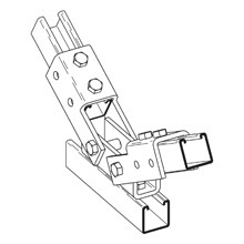 B635ZN Angular Adjustable Double Channel Brace, 6 Holes, 5-3/8 in L x 1-5/8 in W x 1/4 in THK, Steel