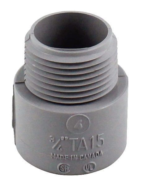 77022 Terminal Adapter, 3/4 in, Male Thread, PVC