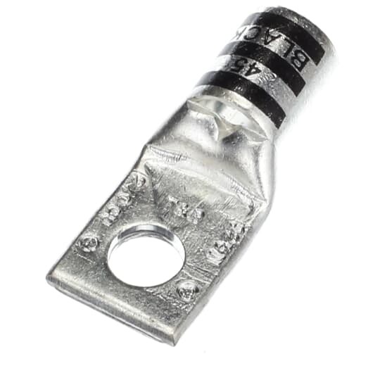 54110 Color-Keyed 54100 1-Hole Non-Insulated Compression Lug With Peep Hole, 2/0 AWG Copper Conductor, Die Code: 45, 3/8 in Stud, Copper