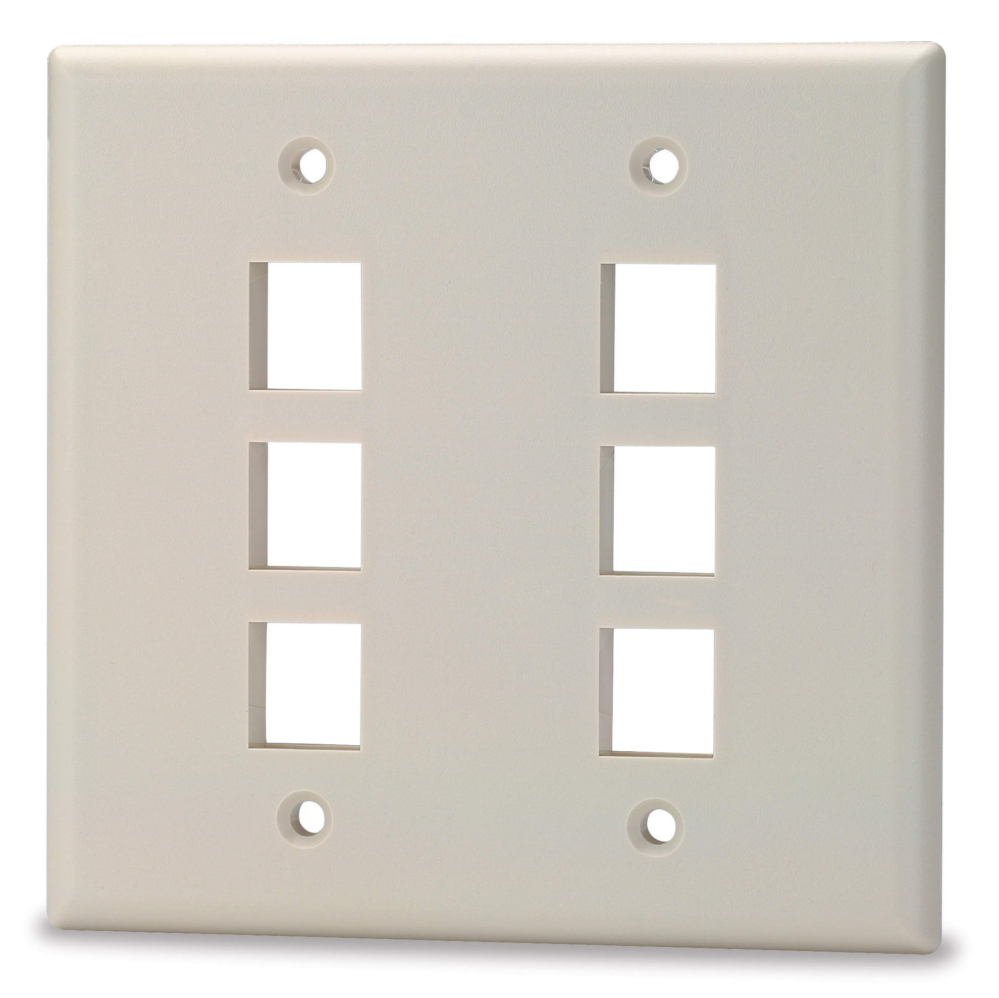 6-Port Double Gang Faceplate w/o Labeling, Ivory