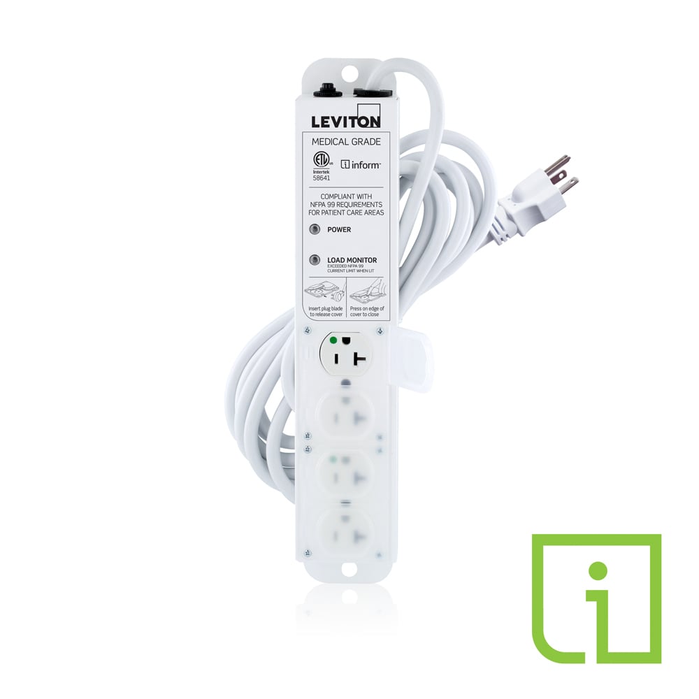 53C4M-2N5 Current Monitoring Non-Surge Protected Power Outlet Strip With Load Monitoring Inform Technology, Locking Cover, 125 V AC, 20 A, 4 Outlets, 15 ft L Cord, Surface Mount