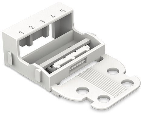 Mounting carrier for vertical mounting with snap-in mounting foot - Wago (221 series) - for 4mm2 - White color - compatible with 5-conductor term. blck.