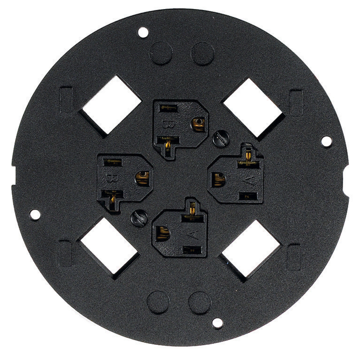 S1SP4X4 SystemOne Standard Fire-Rated Poke-Through Sub Plate, 5.36 in Dia, 6.26 in L, Cast Aluminum