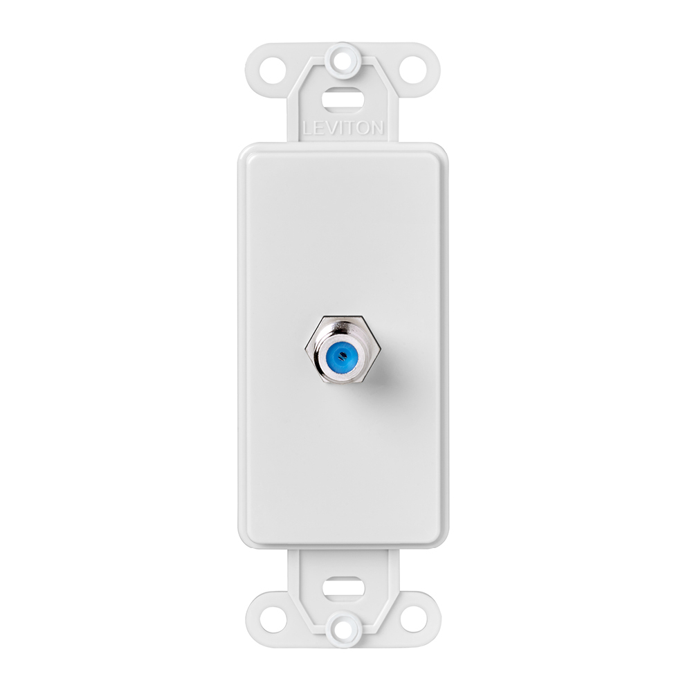 40681-W Decora Rectangular Single CATV Video Wall Jack, F Connector, 1 Port, 1 Gang, Fastened Mount, White