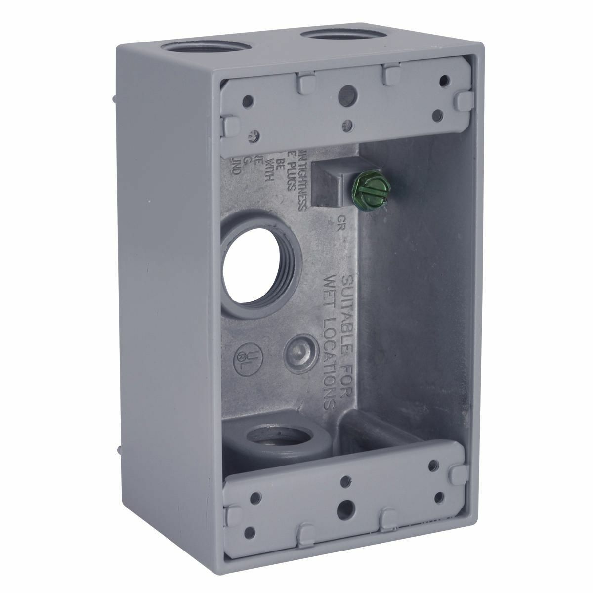 5321-0 Weatherproof Outlet Box, Die Cast Aluminum, 18.3 cu-in Capacity, 1 Gangs, (4) Outlets, 4-1/2 in H x 2-3/4 in W x 2 in D