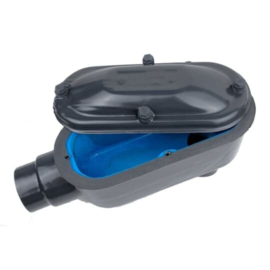 LB28-4X-G Ocal-Blue Type LB Conduit Body With Cover, 3/4 in Hub, Form 8 Form, 8 cu-in Capacity, Iron, PVC Coated