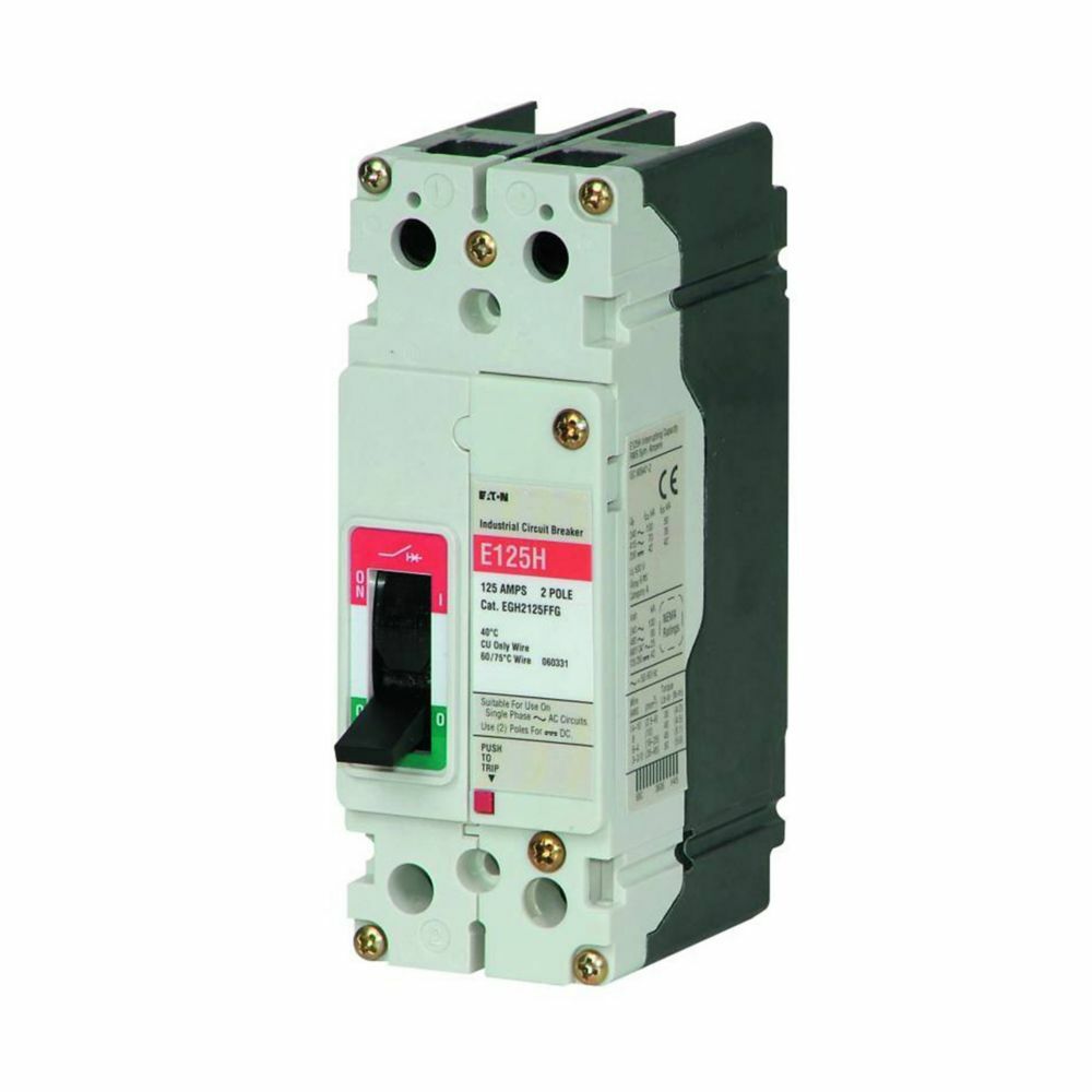 EGH2020FFG G Series Type EGH Molded Case Circuit Breaker With Metric Mounting Hardware, 600Y/347 V AC, 20 A, 100 kA at 240 V AC, 70 kA at 415 V AC, 65 kA at 480 V AC, 35 kA at 600Y/347 V AC Interrupt, 2 Poles, Thermal Magnetic Trip
