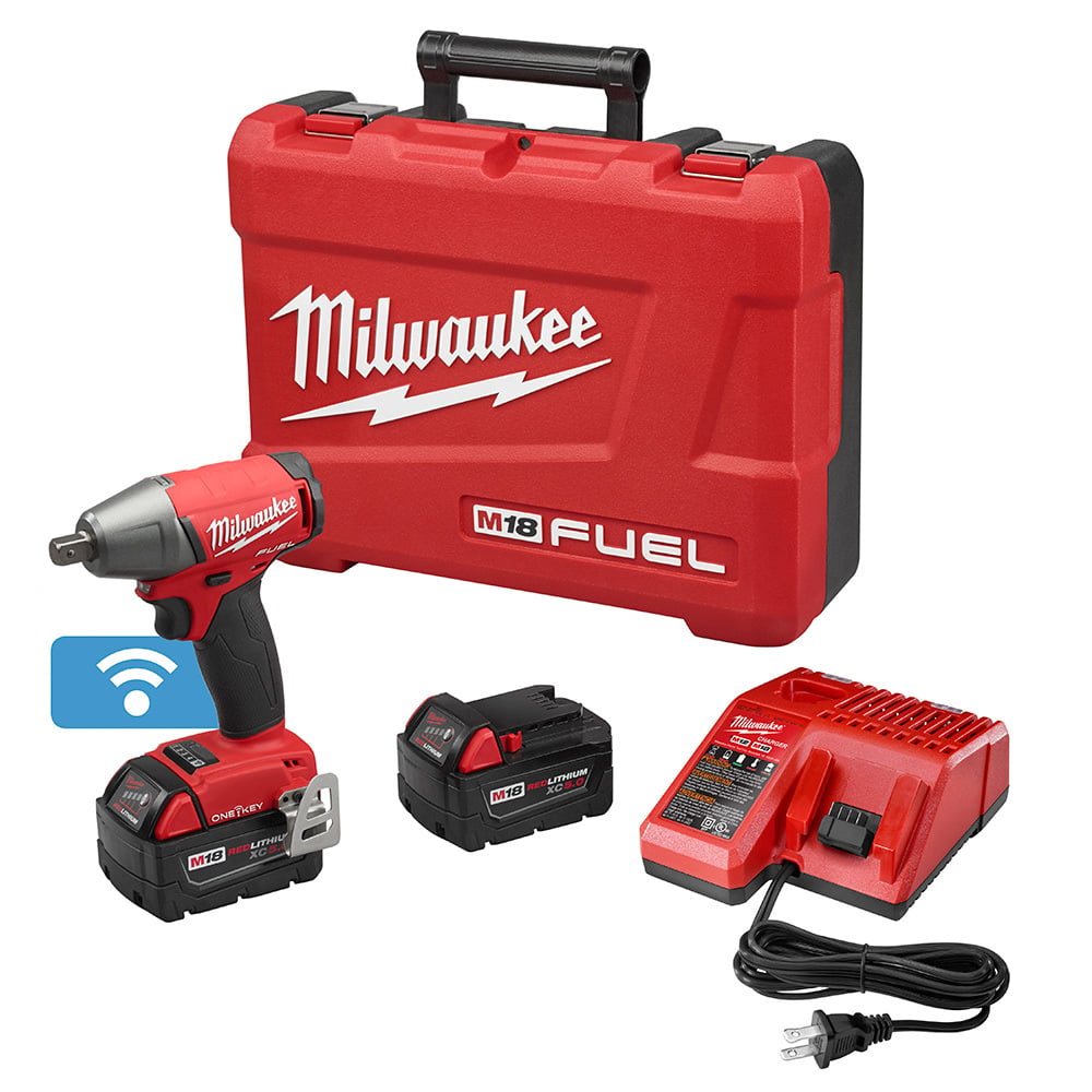 2759-22 M18 Fuel Brushless Compact Impact Wrench Kit With Pin Detent, 1/2 in Straight Drive, 0 to 3200 bpm, 220 ft-lb Torque, 18 V DC, 6.1 in OAL