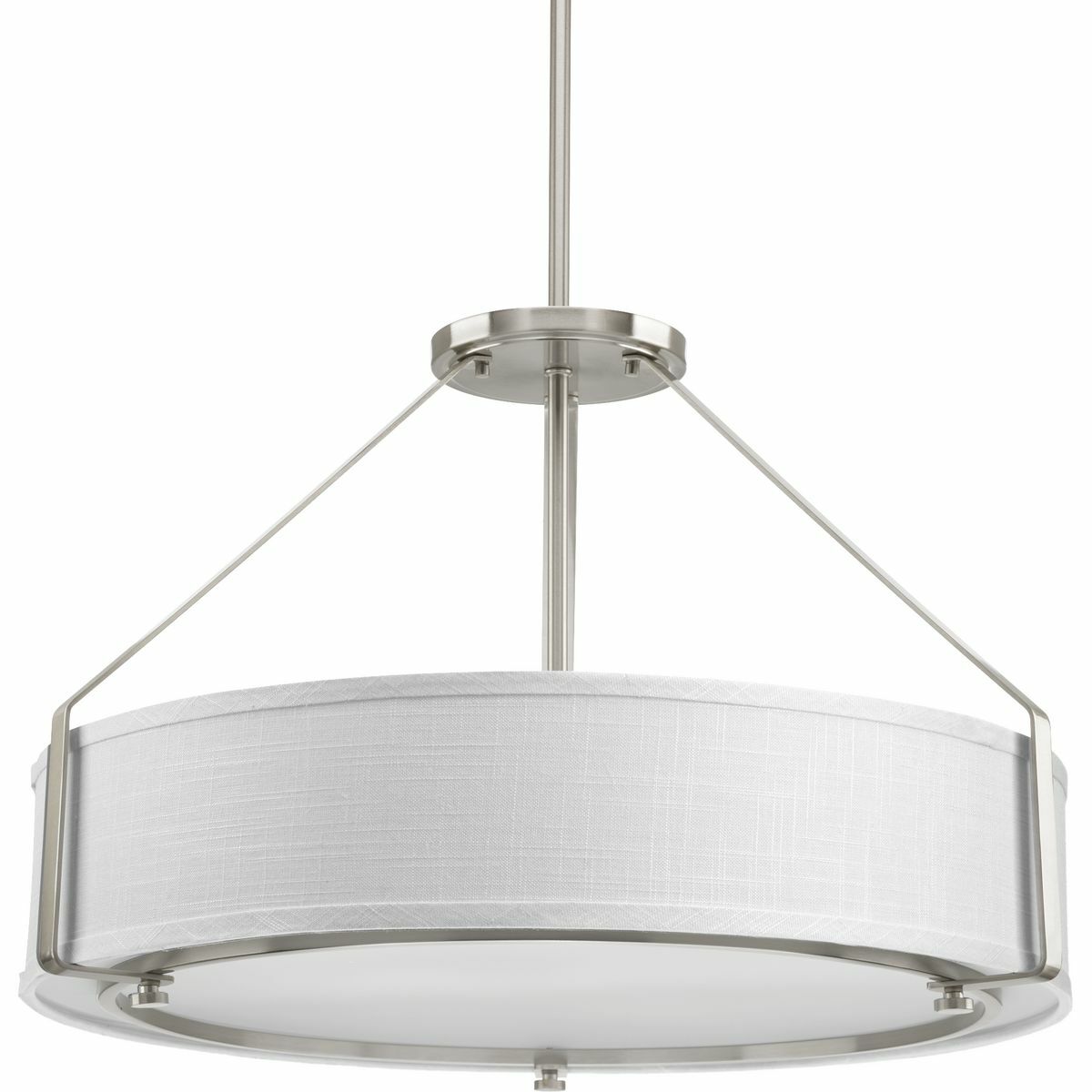 P5015-09 Ratio Mid-Century Modern Farmhouse Coastal Pendant Fixture, (4) A19 Lamp, 120 V AC, Brushed Nickel Plated Housing