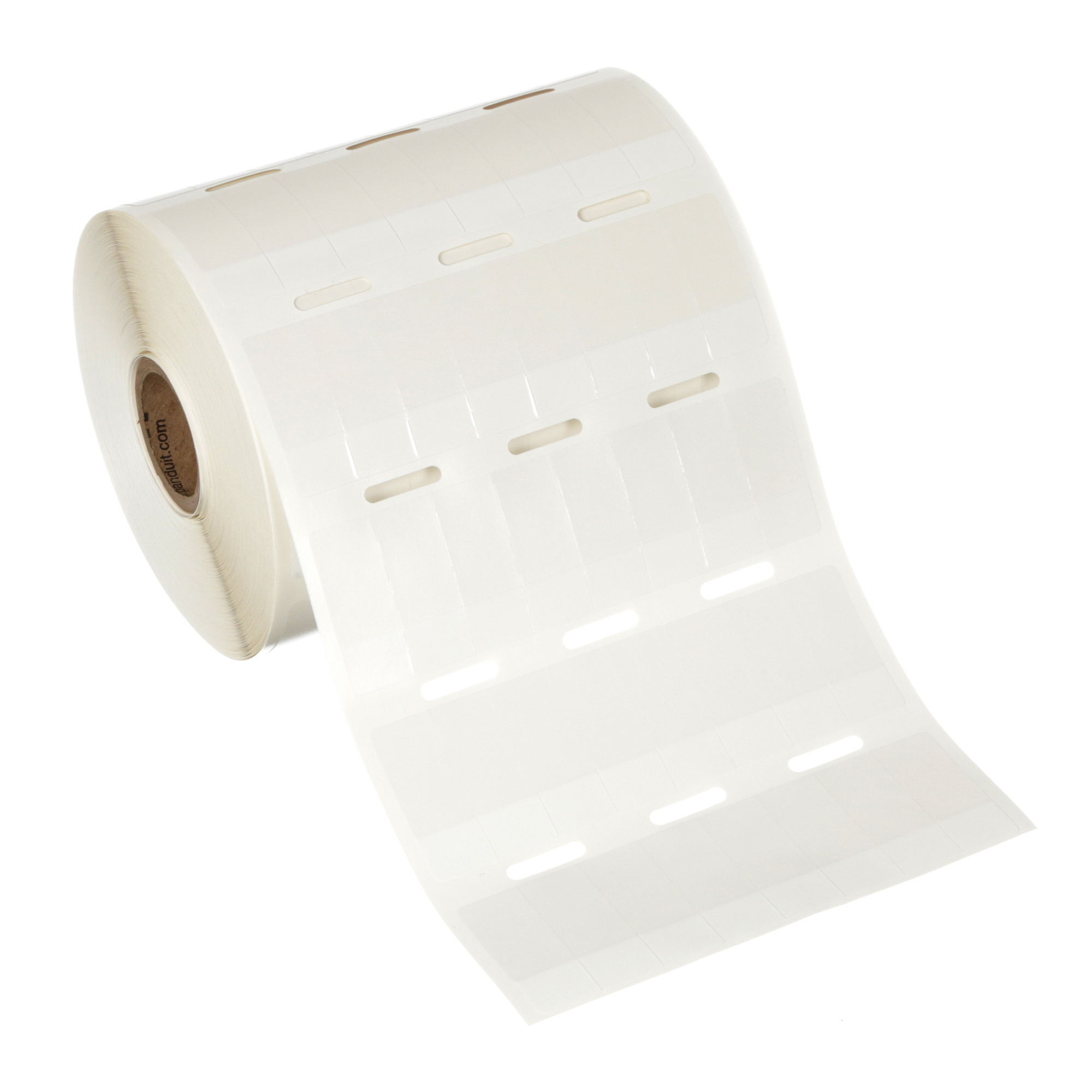 S050X150VA1Y Pan-Code Self-Laminating Adhesive Label, 1-1/2 in L x 1/2 in W, BLANK Legend, White, Vinyl