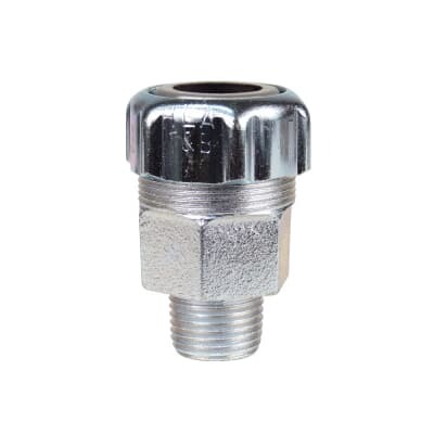 10464 T&B Star Teck Watertight Connector With Non-Insulated Throat, 1/2 in Trade, 0.625 to 0.76 in Cable Openings, Malleable Iron, PVC Coated