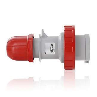 W332-P6 Series I International Configuration Watertight Pin and Sleeve Plug, 380 to 415 V AC, 32 A, 3 Poles, 4 Wires, Red